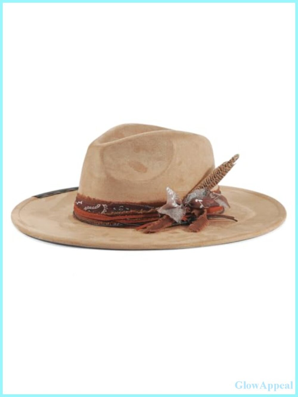 Wide Brim Boho Fedora Hat Unisex Suede Handmade Western M-L
